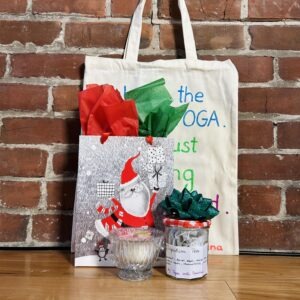 Christmas Gifts TRIO Set: Digestion Tea with Medium Soy Candle and Grocery Bag