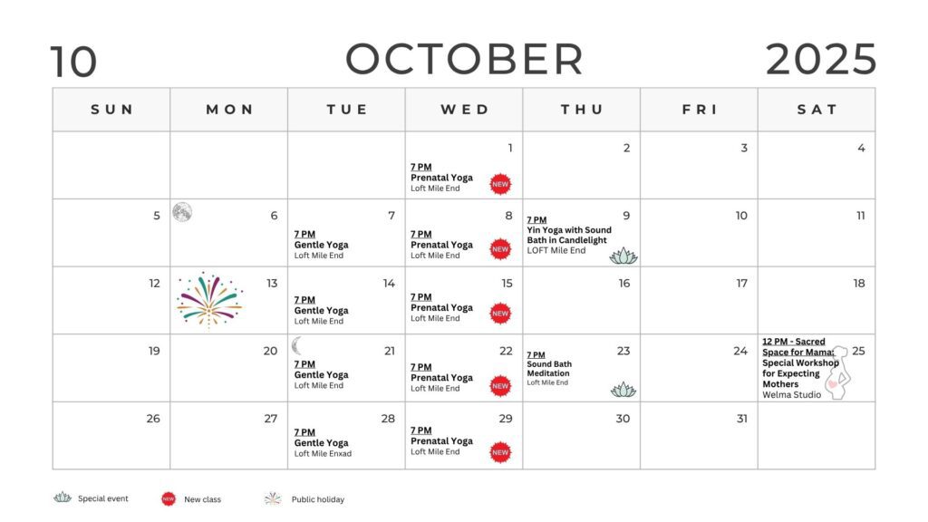 October Yoga Schedule