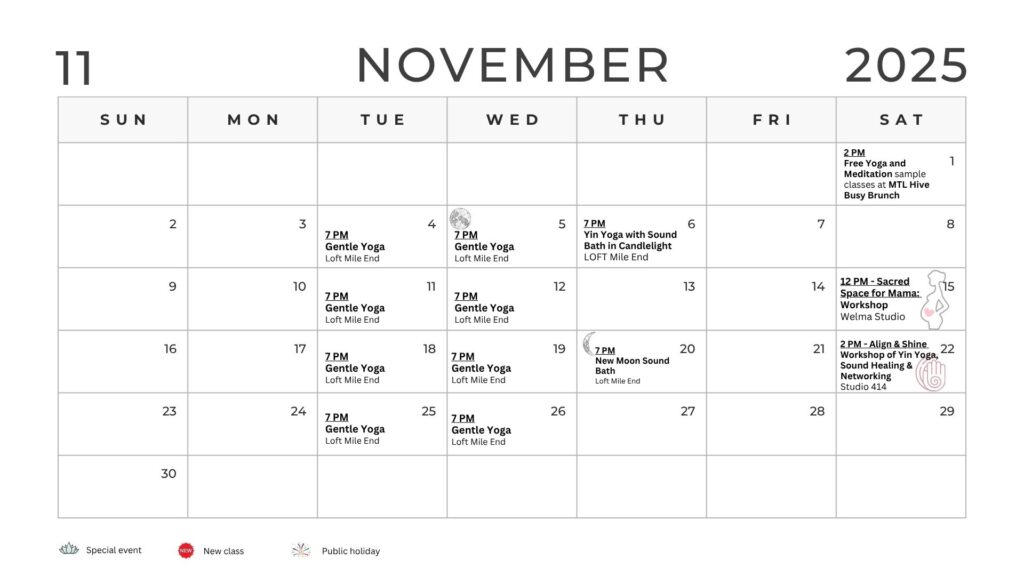 November Yoga Schedule
